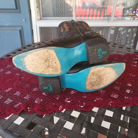 Lane Booties, Snip Toe, Jet Black/Carmel 7.5 - Picture 4 of 6